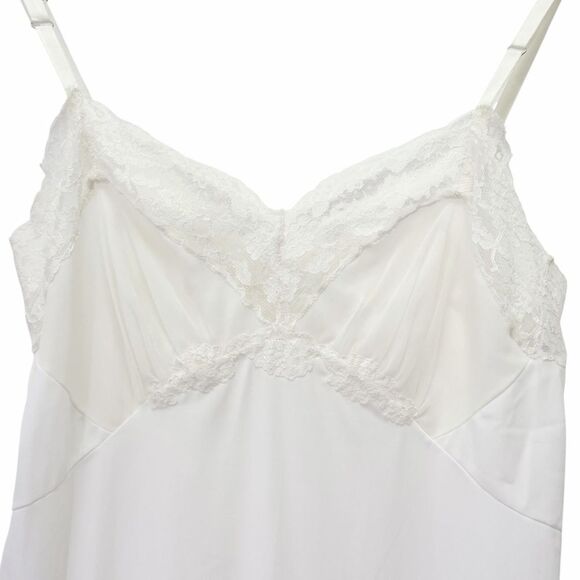 Vintage White Nylon Full Slip Lace Trim Adjustable Straps 1950s Era Lingerie - Picture 4 of 8